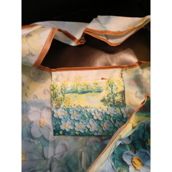 X Large 3D Looking PAINTED FLOWERS Foldable Nylon Reusable Bag 22" Blue White - Picture 6 of 8